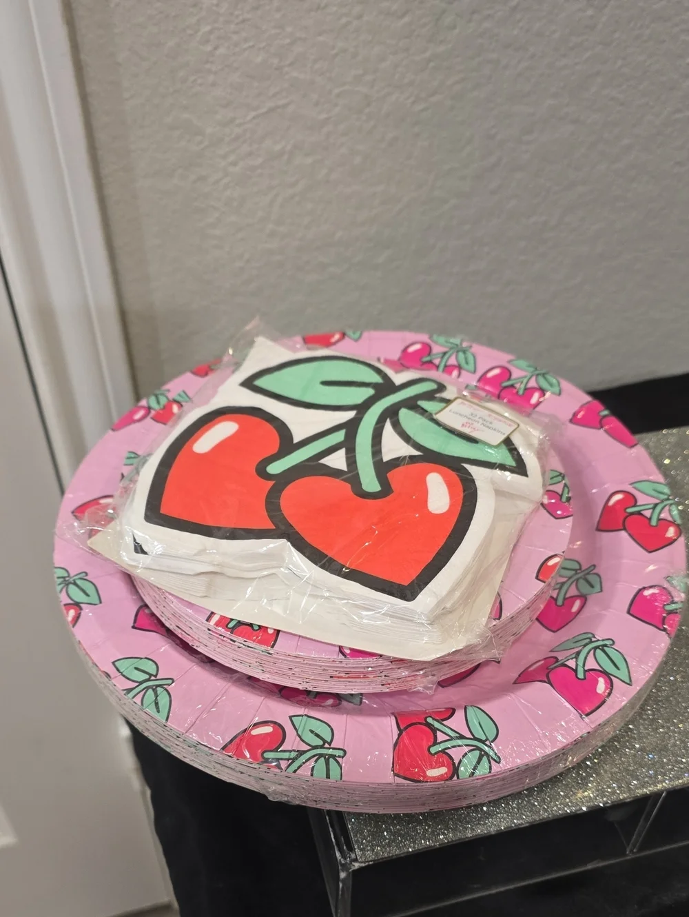 Betsey Johnson Heart Cherries Paper Plates & Napkin‎ Set